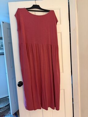 Anthropologie Gathered Midi Dress in Dusty Rose